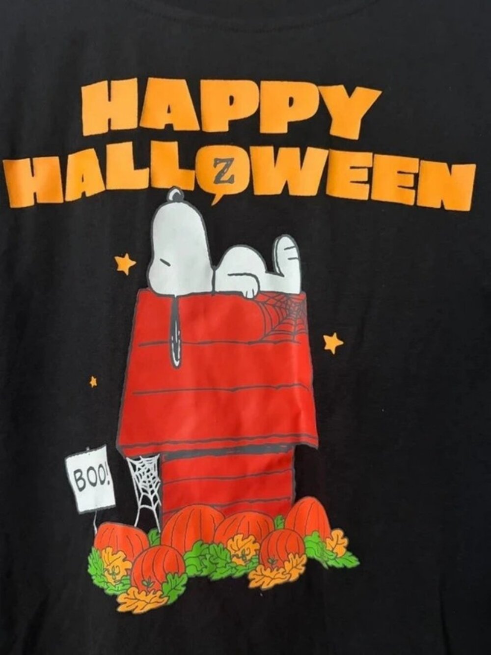 Peanuts Snoopy Happy Halloween Black T-Shirt Large - Picture 2 of 5